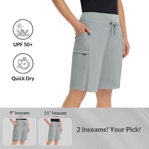 baleaf Women's Long Shorts 9"/11" Quick Dry Bermuda Cargo Shorts for curvy Lightweight Pockets Fitness Summer Bottoms