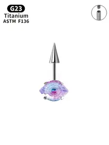 High-Quality Fashion G23 Titanium Gradient Angel Eye Spike Earrings, Medical Hypoallergenic, Unisex Piercing Jewelry, Lip Studs, Tragus Rings