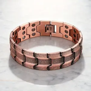 Men's Triple Row Magnetic Bracelet Alloy Metal Strong Magnets for Hip-Hop Style Couple Matching Gift (Valentine's/Birthday) - Magnetic for Men