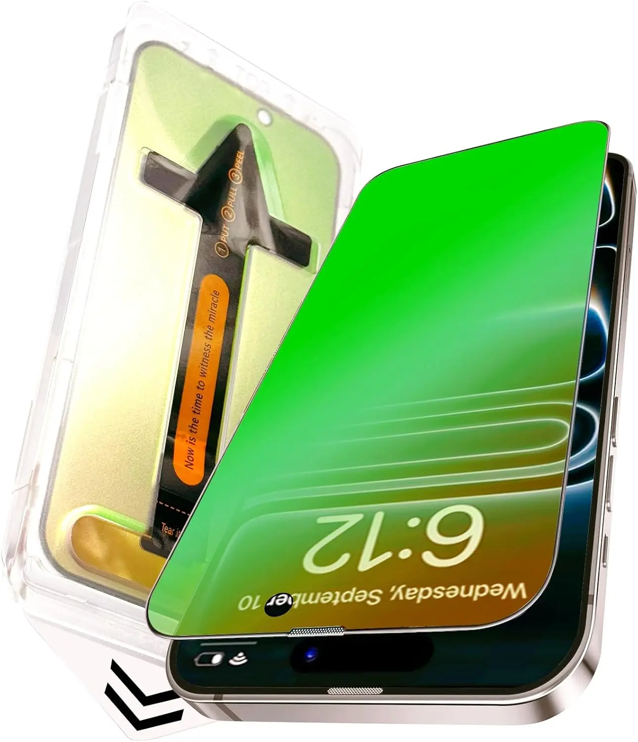For iPhone 17/16/15/14 Pro Max Privacy Screen Protector [Auto Dust Install] 6.9 inch Tempered Glass Full Coverage Anti-Blue Light Anti Spy No-Bubble Gradient Green Easy Installation