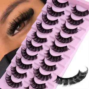 10 Pairs Russian Lashes Thick Curly Dramatic Volume False Eyelashes Natural Look Cosmetic False Lashes Russian Strip Lashes Extension For Stage Party Festival Use