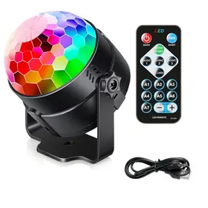 Sound Activated Party Projector Lamp with Remote Control, Disco Ball Strobe Lamp, 7-Modes Stage Light for Home Room Dance Parties Birthday Karaoke Halloween Christmas Decorations