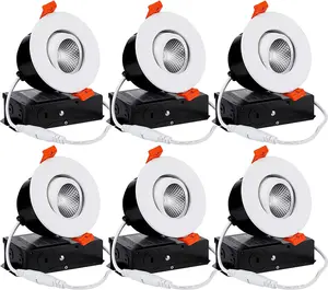 TORCHSTAR 3 Inch Dimmable Swivel Adjustable Eyeball Gimbal LED Recessed Light with Junction Box - 3000K/4000K/5000K