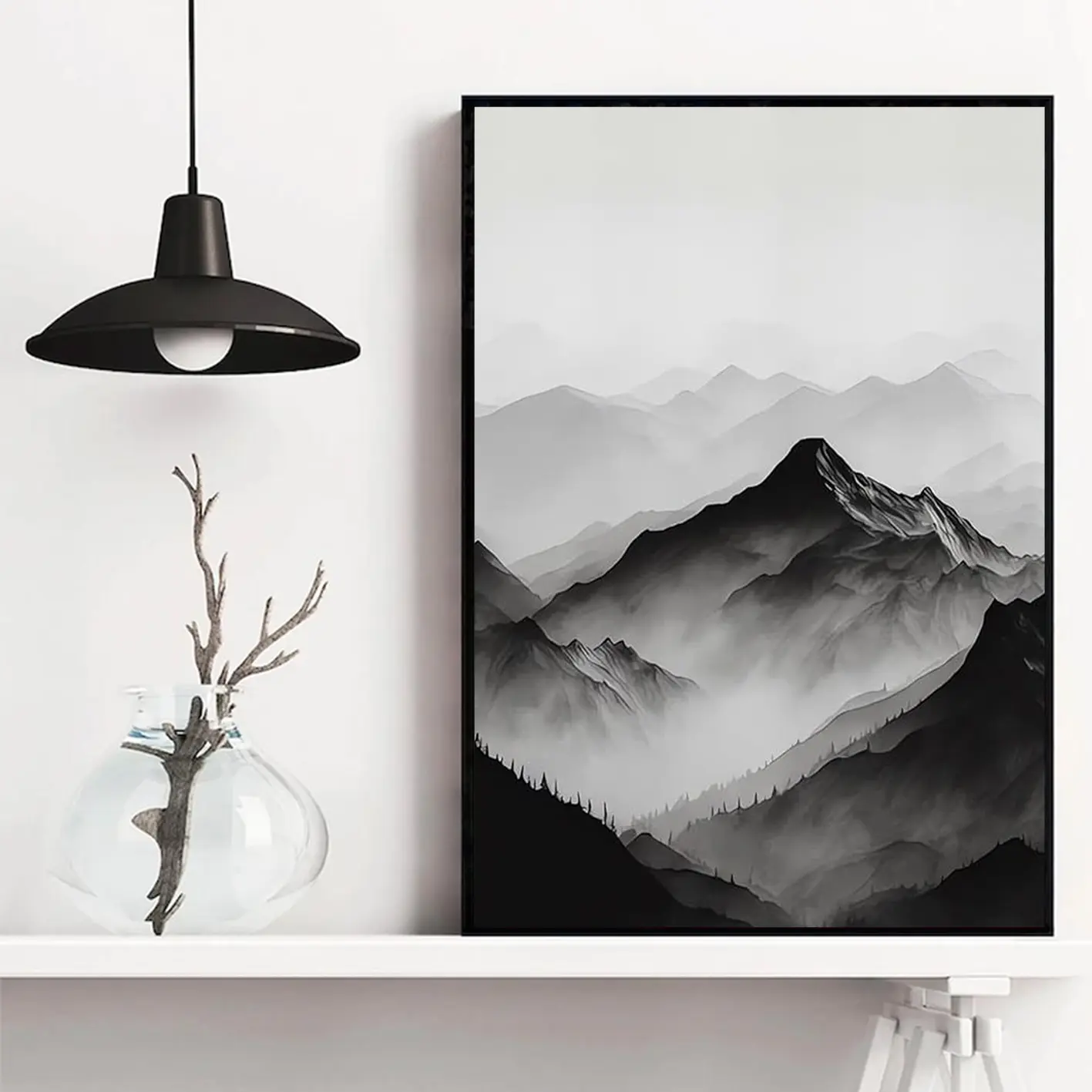 Misty Forest Poster, Forest Canvas Wall Mural, Retro Natural Scenery Poster Artwork, Modern Home Decor Aesthetics, Suitable for Bedrooms and Living Rooms.