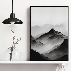 Misty Forest Poster, Forest Canvas Wall Mural, Retro Natural Scenery Poster Artwork, Modern Home Decor Aesthetics, Suitable for Bedrooms and Living Rooms.