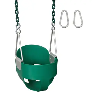 Swing Set Stuff Inc. Highback Full Bucket Swing Seat With 8 1/2 Ft Coated Chains Green
