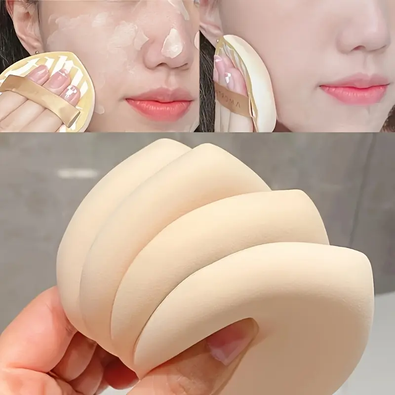 6pcs Beauty Makeup Sponge Set for Setting Powder, Ultra-Soft Velvet, Powder Play Sponge, Fan-Shaped Powder Puff, Perfect for New Year And Valentine's Day Gifts.