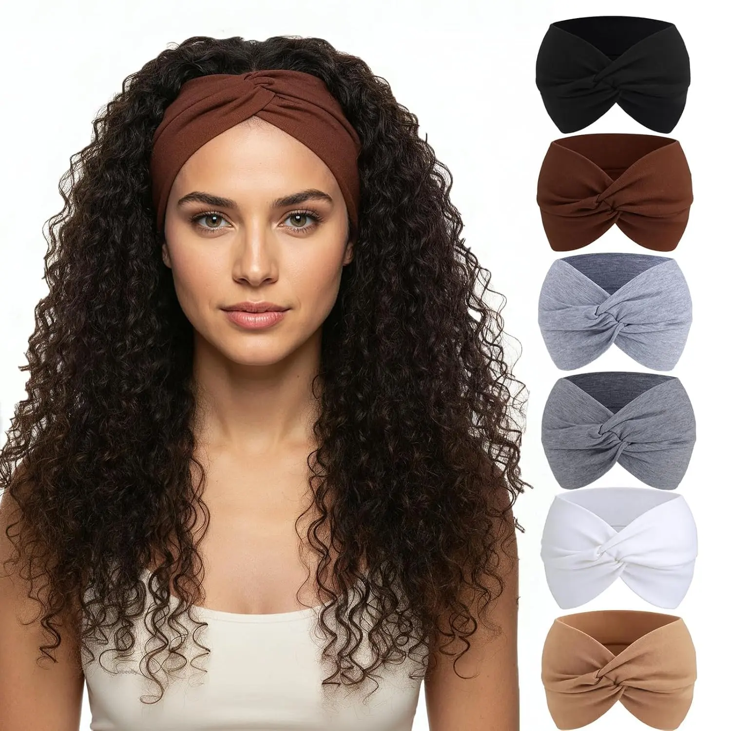 Women's 6-Pack Non-Slip Wide Turban Headbands - 6in Thick Knotted Towel-Like Wraps, Formal, Sweat Removal for Large African Hair, Headbands For Women, Formal Headbands