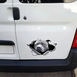 Blue Bulldog Crack Car Stickers, Tear Stickers, Waterproof Car Styling, Pet Car Decoration