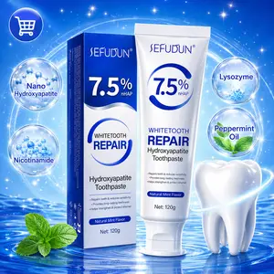 [Buy One Get One Free] SEFUDUN 7.5% nHAP Nano Hydroxyapatite Toothpaste | Fluoride-Free, Repairs Enamel, Reduces Tooth Sensitivity, All-Day Fresh Breath, Natural Mint 120g