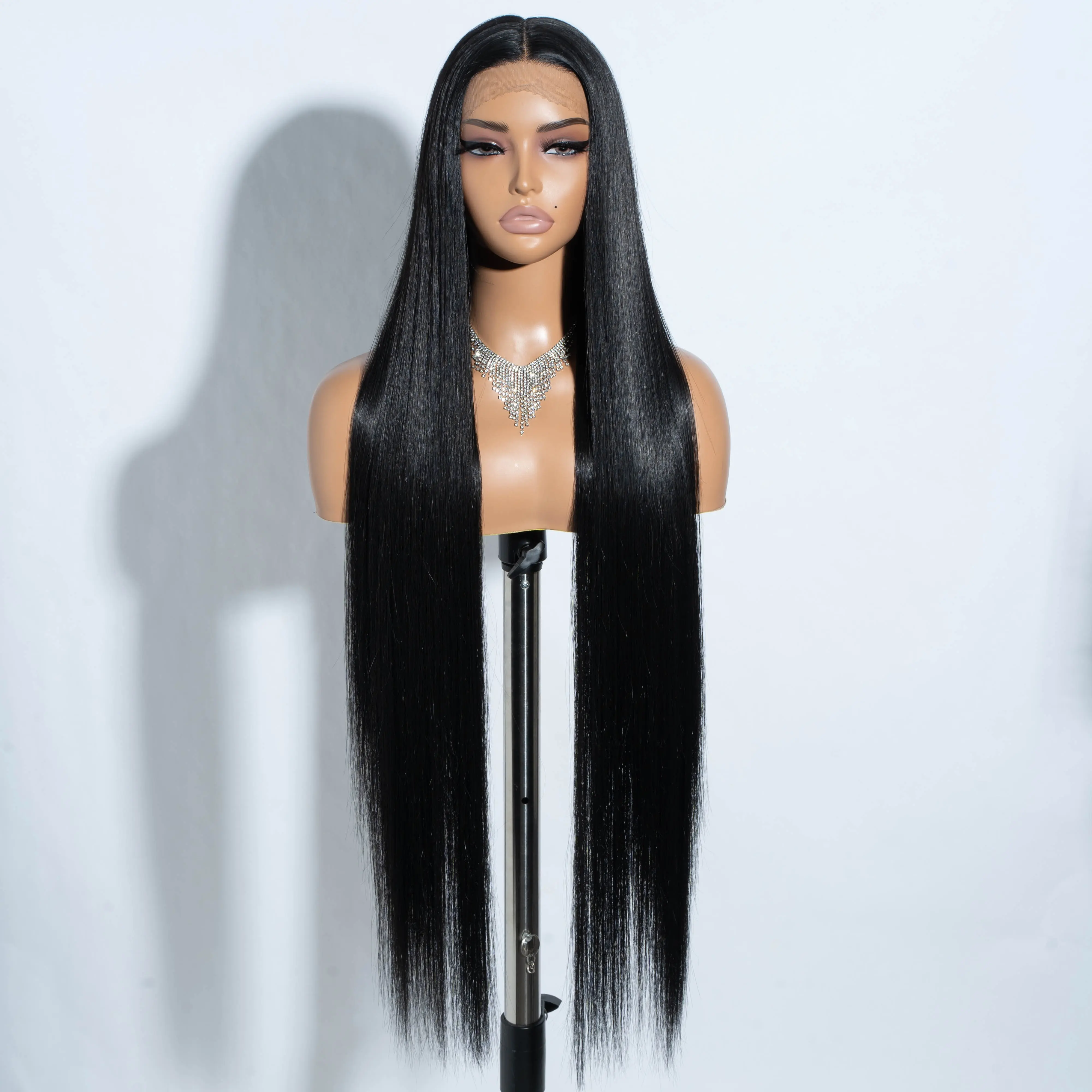 38 inch silky straight synthetic lace wig 6 inch deep part lace wig for daily life