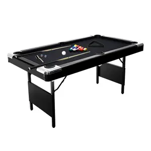 6FT Folding Pool Table for Home – Portable Billiard Table with Cues, Full Ball Set, Chalk & Brush – Space-Saving, Easy Storage, Ideal for Family Game Room