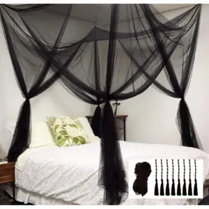 4 Corner Post Canopy Bed Curtains Mosquito Net Set, Stick Hook & Profession Rope for net