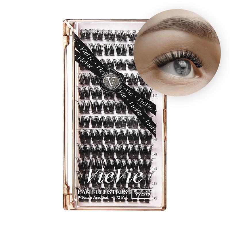 VieVie Wide Lash Clusters 72pcs DIY Eyelash Extension Lashes 9-16mm Mix Individual Eyelashes Natural Look for Makeup Makeover
