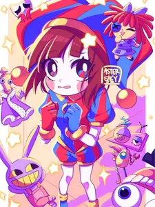 THE AMAZING DIGITAL CIRCUS POMNI & FRIENDS Kawaii Large Anime Poster Print (Artist Handmade)