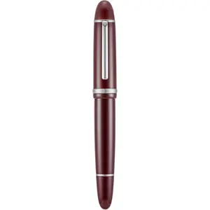 X159 Wine Red Acrylic Fountain Pen, Size 8 Fine Nib Silver Trim Classic Design Smooth Writing Pen with Converter