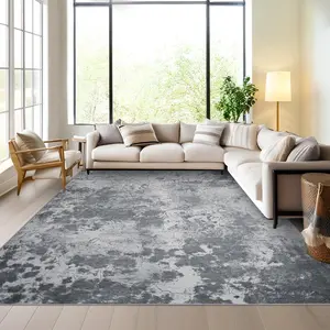 Garvee Living Room Area Rugs - 8x10 Washable Abstract Neutral Modern Large Soft Indoor Rug Stain Resistant Non Slip Carpet for Bedroom Dining Room Farmhouse Home Office Grey