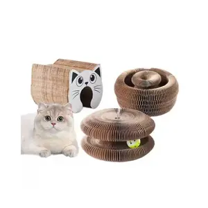 Interactive Cat Scratching Board with Random Color Ball, 1 Count Foldable Recyclable CatScratching Pads, Cat Accordion Toy for IndoorOutdoor Scratcher Board