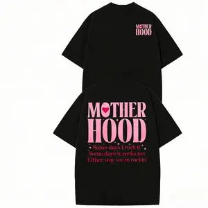 Washed Cotton Motherhood T-Shirt Oversized Mom Life Tee "Some Days I Rock It" Gift for Mother's Day