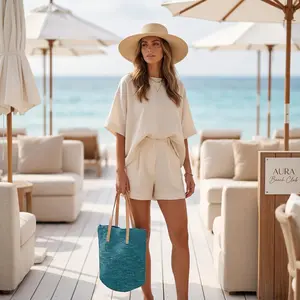 Sisal Jute Sack Bag: Lightweight Raffia Weave - Leather Shoulder Straps
