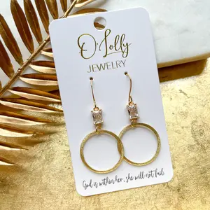 O’Lolly “Hadley” Earrings- CZ Rectangle w/Gold Hoops