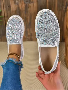 Women's Fashion Sneakers, Colorful Sequins & Rhinestones Design, Casual Comfortable Slip On Shoes for All Seasons, Trendy Footwear for Women