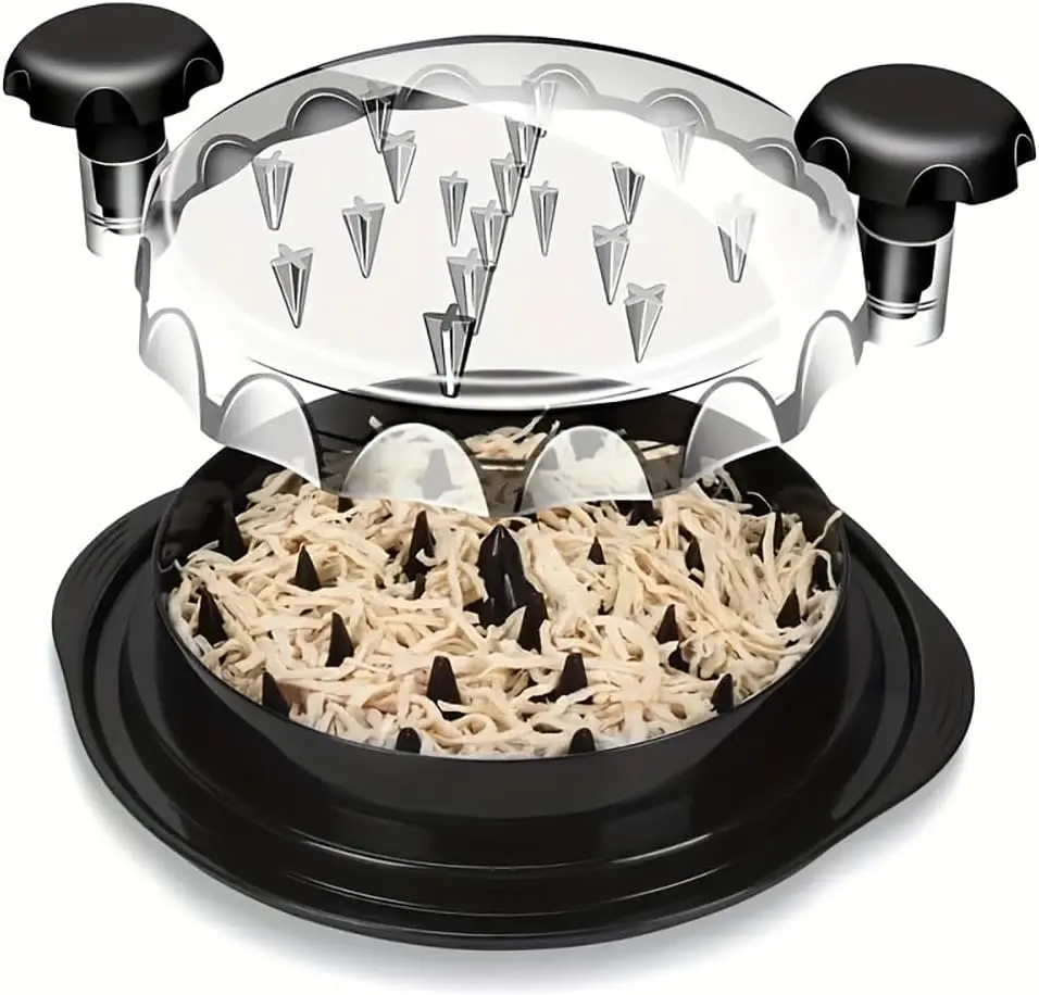 Large Capacity Twist Chicken Shredder Tool, Clear Visible Lid, Anti-Slip Base, Ergonomic Handles, BPA-Free Dishwasher-Safe Kitchen Gadget for Shredding Chicken Breast, Pork