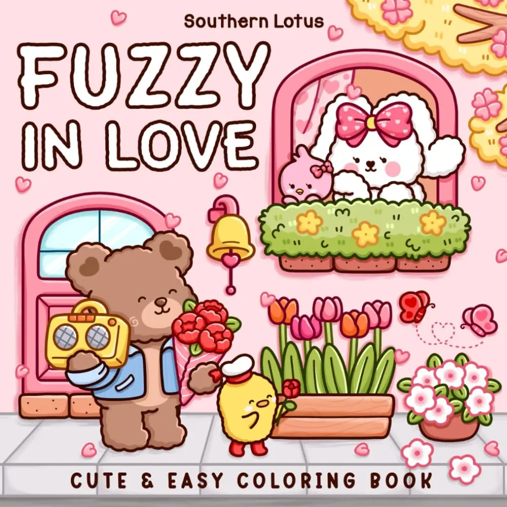 Fuzzy In Love Coloring Book for Adults and Teens Featuring Little Fuzzy Animals in Love Moments and Cozy Activities, Cute Designs for Relaxation and C