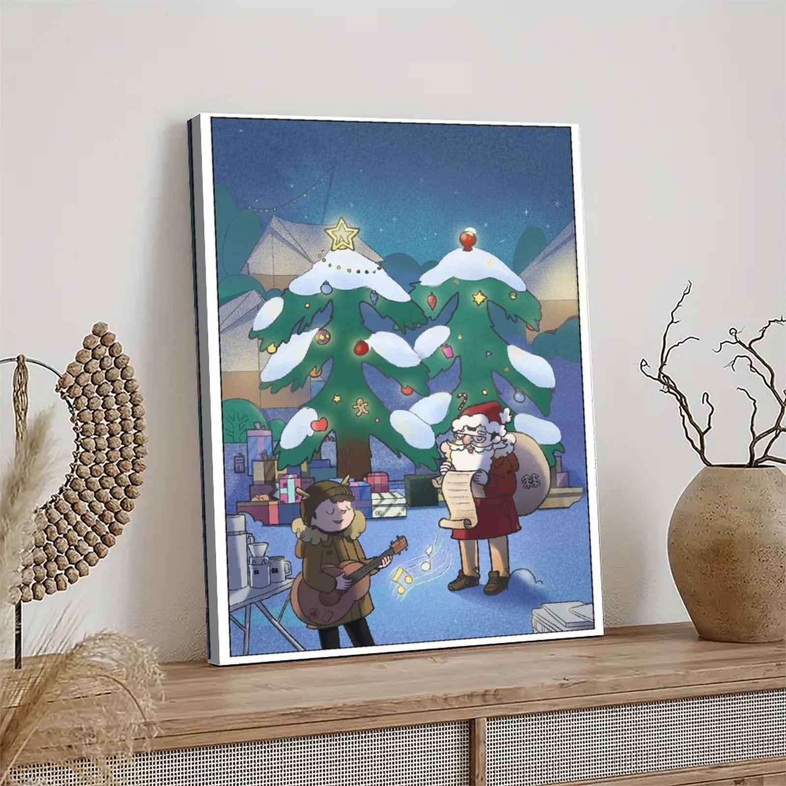 Christmas Poster Christmas Tree Santa Poster Decorative Painting Canvas Wall Art Picture Print Modern Family Bedroom Decor