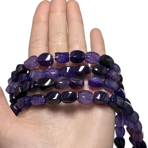 8×12 mm / 32 pcs Purple Dragon Vein Agate Twisted Beads, Loose Beads, Unique Cracking Pattern Natural Stone Bead Granules, suitable for DIY jewelry making—bracelet DIY bead strands, spacer beads, semi-finished materials beads.