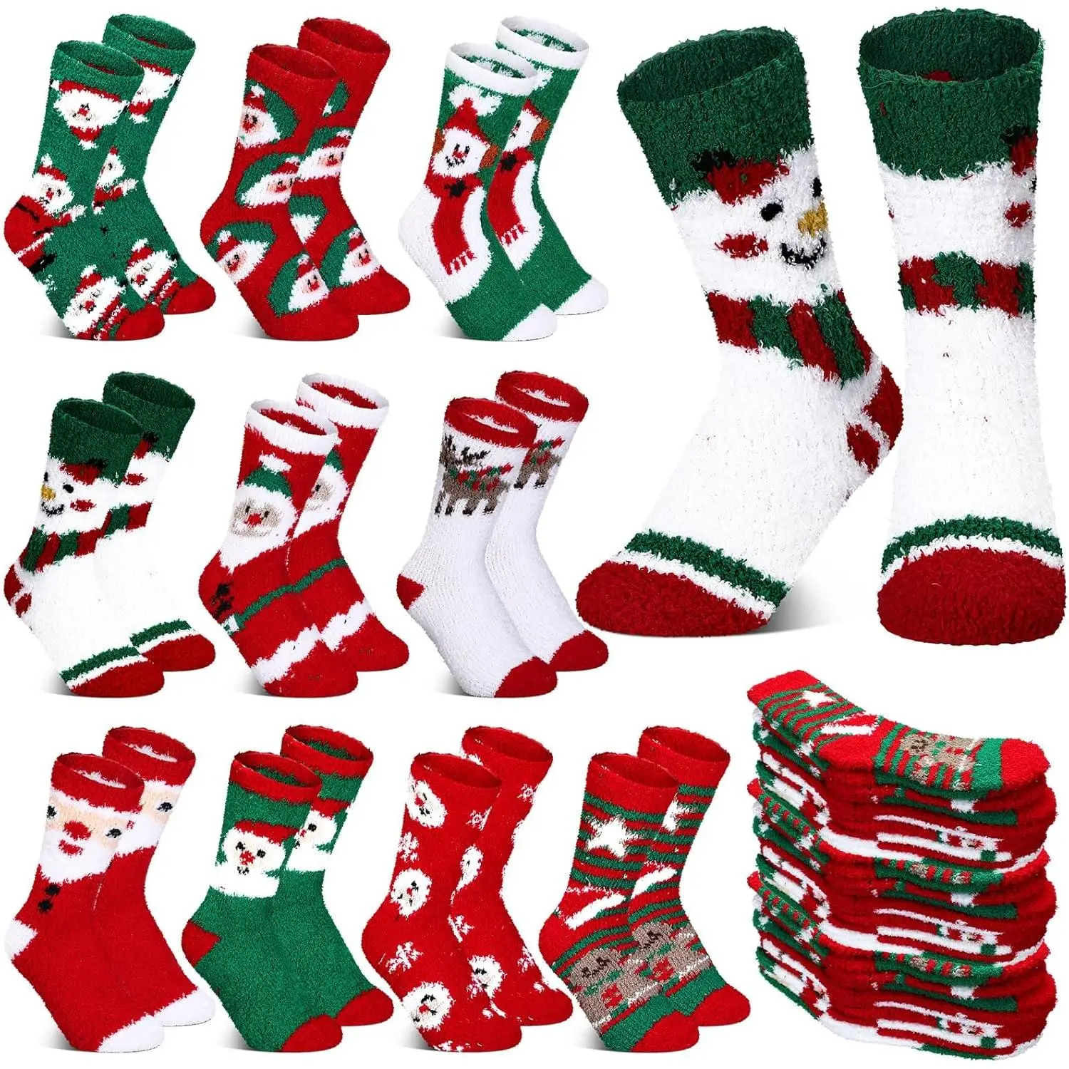 10 Pairs Christmas Fuzzy Socks Winter Socks in Bulk Colorful Fluffy Warm Men Socks Xmas Unisex Cold Weather Socks Women Christmas Gifts
