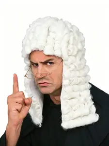 European Judge Wig, Vintage Court Style, Unisex Costume Accessory, Classic Judge Haircut, Perfect for Halloween, Christmas, Cosplay, Role Play