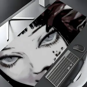 Dark Anime Girl Design Extra Large Gaming Mouse Pad,Aesthetic Desktop Drotection Pad,Washable Rubber Pad Non-Slip Lock Edge Multi-Size Mouse Pad Suitable For Home Office,Good Gift for Family and friends