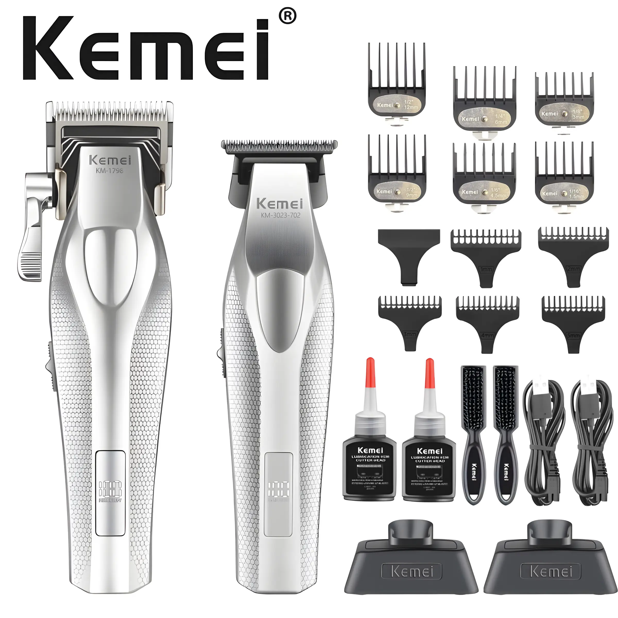Kemei 9000rpm Full Metal Carving Electric Hair Trimmer, Variable Speed High-Speed Clipper, Professional Barber Essential Styling Tool, Cordless Barber Trimmer, High Quality Trimmer, Wireless Hair Trimmer, Wireless Barber Clippers, Rechargeable Clippers