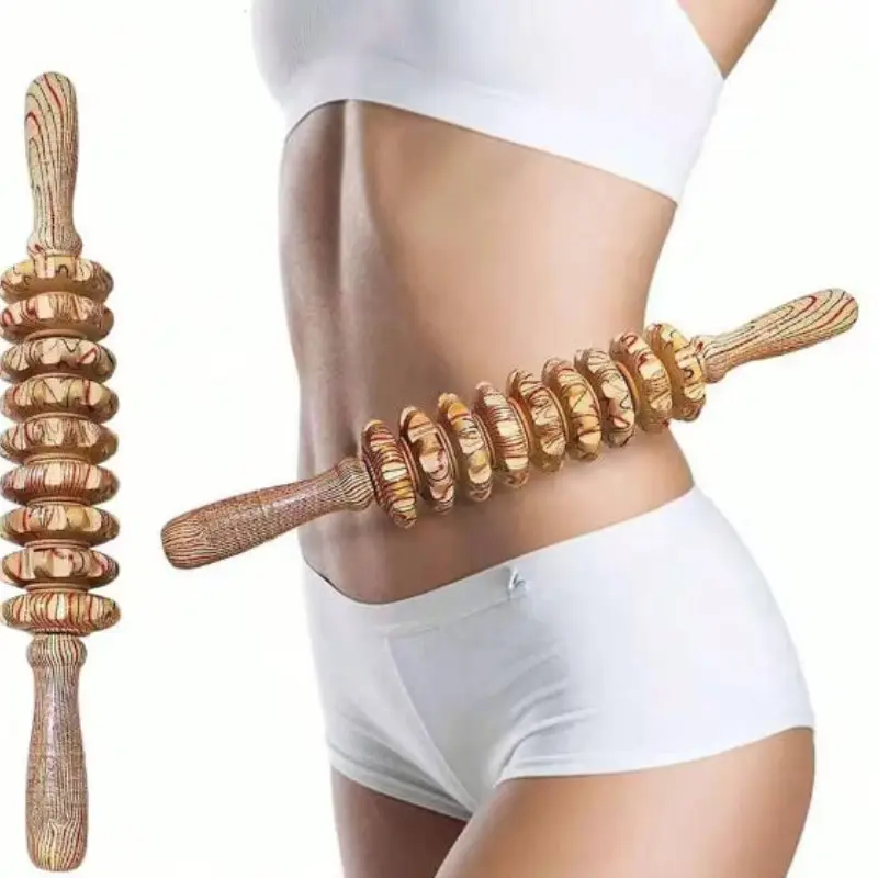 Nine-Wheel Multifunctional Wooden Massage Tool, Compact Acupressure Roller for Neck Back Legs Arms, Tension Relief, Full Body Relaxation, Home Essential Thoughtful Gift, Body Care