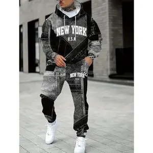 KZZ Men's Spring Fashion hooded Sweatshirt & American New York Casual Wear design Long Sleeve Print