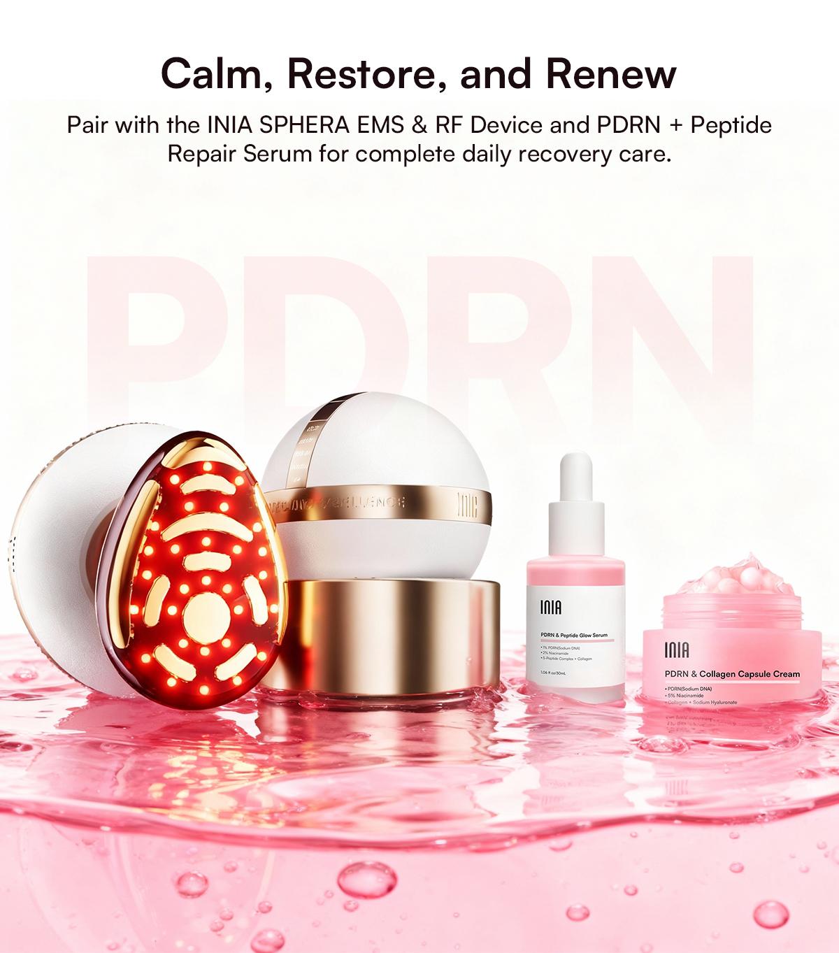 【LIVE EXCLUSIVE】INIA PDRN + Peptide Repair Bundle – Cream & Serum Duo for Deep Repair & Radiant, Firmly Hydrated Skin with Salmon DNA, Peptides & Niacinamide, Safe for Sensitive Skin