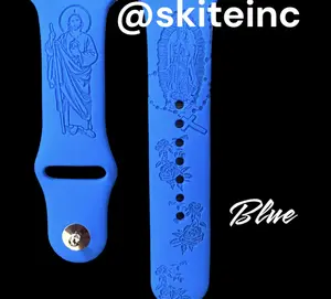 St Jude Thaddeus & Virgin Mary w/ Cross ~ Laser Engraved Silicone Band Compatible with Smart iWatch / Samsung Watch (St Jude Thaddeus & Virgin Mary w/ Cross Design) Religious / Men's / Woman's Gifts