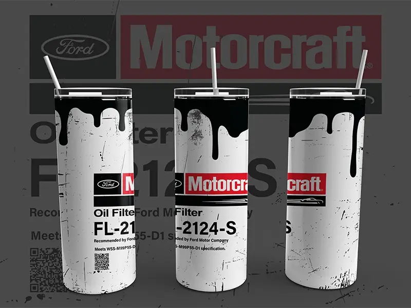 Ford Motorcraft Diesel Powerstroke Oil Filter 20 Ounce Drink Tumbler for Dads, Mechanics, and Gear Heads - Bottle, Drinkware Stainless Steel 20 oz Tumbler xmas tumbler