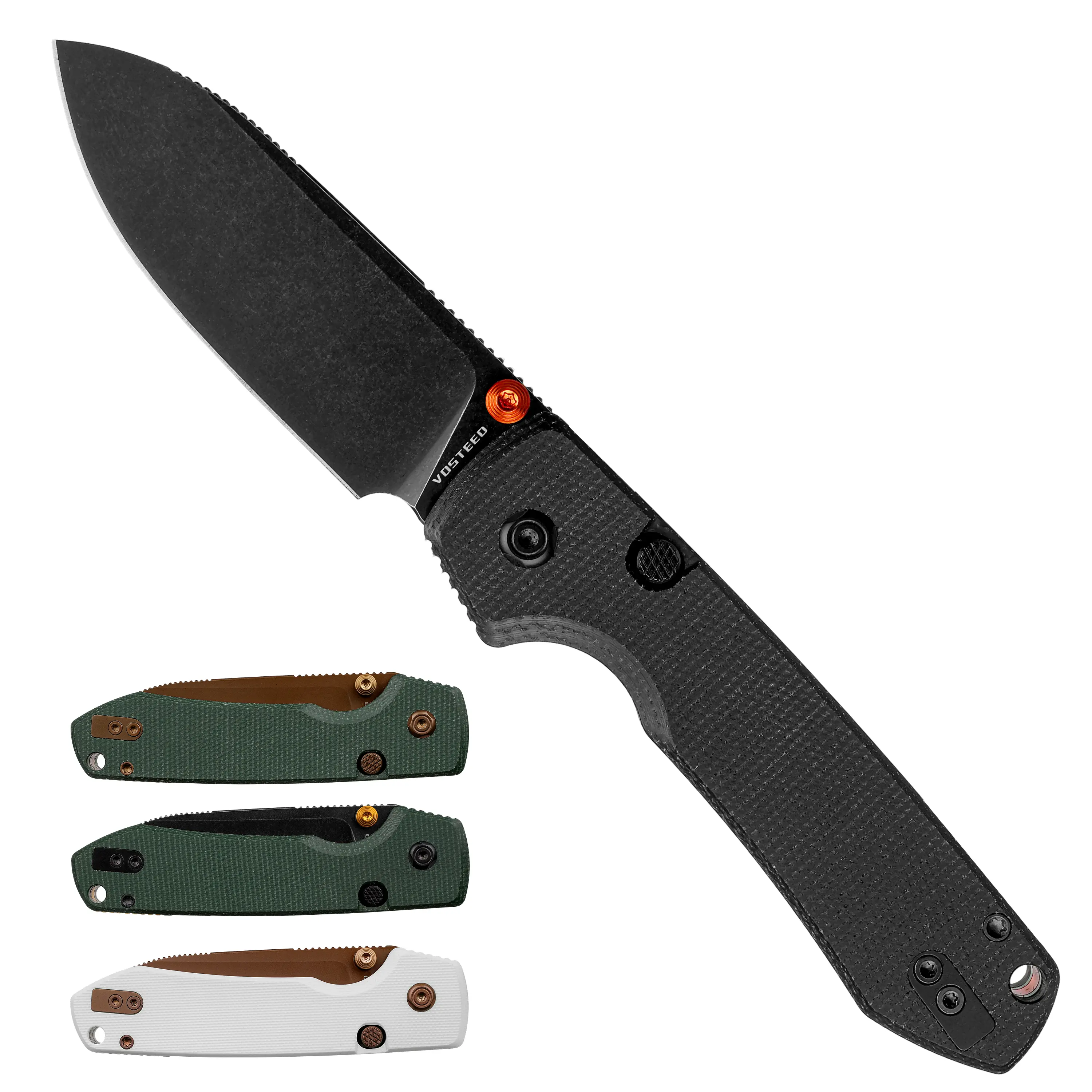 Vosteed Raccoon 2.0 Drop Point Top Liner Lock Knife with 3.25" 14C28N Blade, Micarta Handle, Thumb Stud & Reversible | Stainless Steel Clip – EDC Folding Pocket Knife
