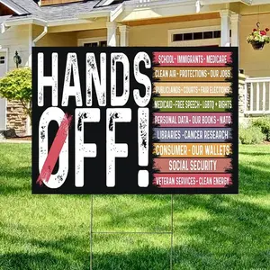 Hands Off Yard Sign, Anti Trump Anti Maga FDT DOGE Democrat Yard Banner, Anti Oligarchy Resist 8647 Yard Protest Political Outdoor Sign
