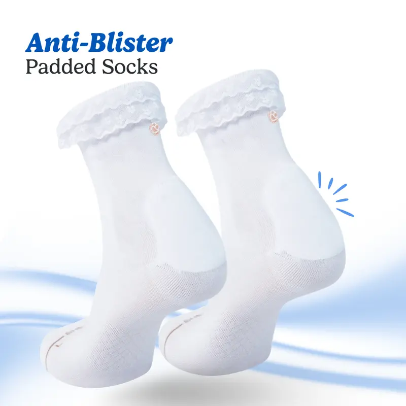 SHEZZA Lace Socks Anti-blister Heel Padded Socks Foam Cushion Comfortable for Women Boots Sambas, Loafers & Running Sneakers Active Footwear Womenswear