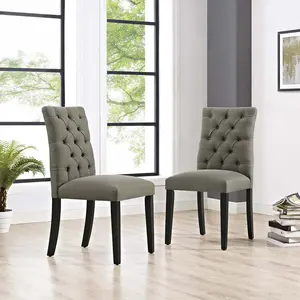 Modway Duchess Dining Chair Fabric Set of 2 in Granite