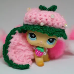 For Littlest Pet Shop Handmade Strawberry Custom Crochet Outfit Accessories Dress