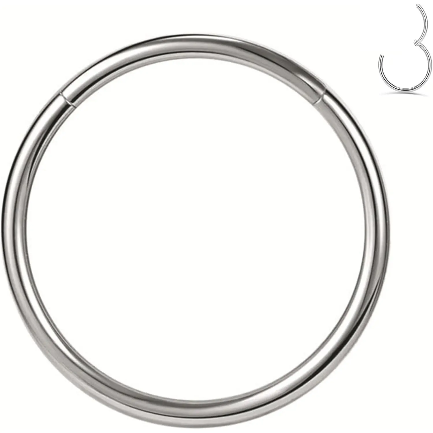1pcs Women Men Titanium Hinged Nose Rings Hoop 20G 18G 16G Clicker Hoop for Nostril Septum Cartilage Helix Daith Tragus Rook Conch Lip Ear Lobe Piercings 6mm/7mm/8mm/9mm/10mm/12mm Silver-Gold-Rose Gold-Black