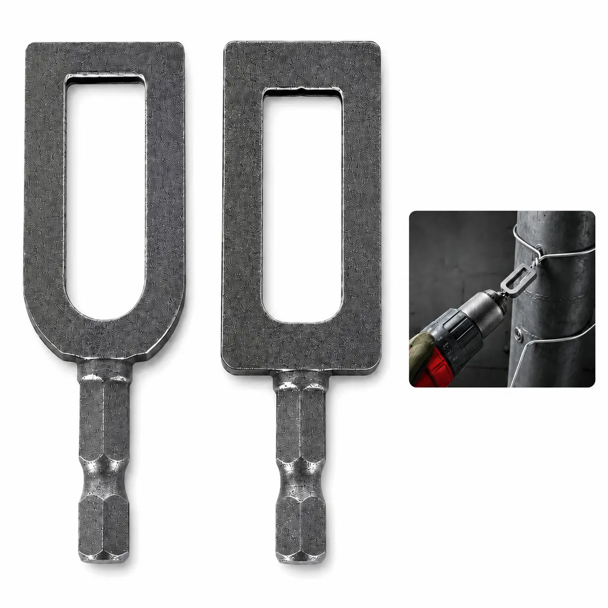 2/4 Pack Electric Drill Wire Twister Tool, 1/4" Hex Shank Universal Wire Nut Twisting & Winding Tool for Rebar Tying, Fencing, Construction & Farm Use