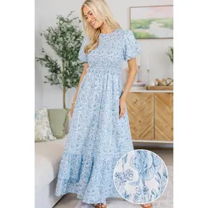 NURSING COLLECTION: Make The Right Choice Blue Floral Maxi Dress