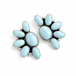 Arkansas Derby Oversized Western Stud Earrings Turquoise Jewelry for Rodeo Enthusiasts Bold Design Statement Cowgirl Earrings Ideal for Rodeo and Horse Racing Events