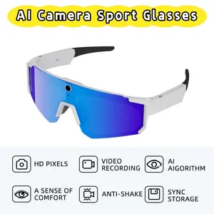 AI sports sunglasses, Smart glasses, equipped with a high-definition 8MP camera, supporting 1200P video recording, with AI assistant ChatGPT real-time translation function, supporting voice control, suitable for cycling, golf, running, driving