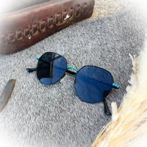 Outlaw Octagon Western Boho Turquoise Stone Sunglasses